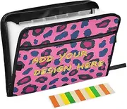 Custom Folder with Closure 13 Pockets A4 Letter Size Customization Expanding File Organizer with Zipper Closure for Document Storage Pink Leopard Print para guardar