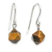 Sterling Silver Faceted Tiger's Eye Dangle Earrings