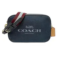 在飛比找蝦皮商城優惠-【COACH】大馬車LOGO牛仔布雙層斜背相機包(牛仔藍)