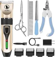 AOKEY Dog Clippers Low Noise, Professional Hair Clipper Set with 4 Comb + Pro Accessories Rechargeable Shaving Tool