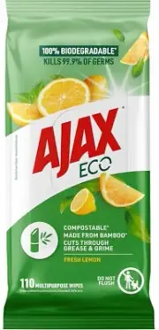 Ajax Eco Antibacterial Disinfectant Surface Cleaning Wipes, Bulk 110 Pack