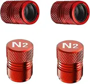 Tire Valve Stem Caps - 4 Pack Anti-Corrosion Premium Anodized Alloy Tyre Air Valve Caps N2 Nitrogen for Car SUV Bike Red