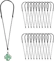 20 Pcs Necklace Cord for Pendant Necklace String Adjustable Knotted Handmade Craft Choker with Metal Ring for Hanging Pendants Rope, Black Necklace Cord, Wax Cord, No Gemstone