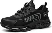 [ZHENSI] Safety Trainers Mens Lightweight Work Shoes Air Cushion Steel Toe Cap Sneakers Comfortable Industrial Safety Shoes