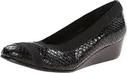 [Walking Cradles] Rose Petals Women's Money Wedge Pump, Black Snake Print, 10.5