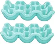 ASAKKURA 2pcs Ceramic Egg Holder Decorative Egg Tray for Refrigerator Countertop Microwave Oven and Freezer Safe Porcelain