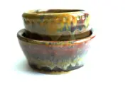 Hand Glazed Pottery Bowls with Saucer One of a Kind beautiful and unique