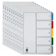 10x Marbig PP 5 Tab Coloured A4 Binder Divider/Indices Document Filing Organiser