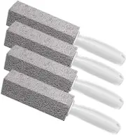 Toilet Bowl Pumice Cleaning Stone, 4 Pack with Extra Long Ergonomic Handle, Pumice Stone Toilet Cleaner Tool Stain Hard Water Ring Remover for Toilet,