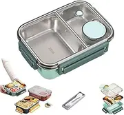 Escentio Stainless Steel Bento Box - Portable Adult Lunch Box With Divided Compartments, Metal Salad Container (A-2)
