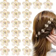 20 PCS Flower Hair Clip Strong Hold Claw Clips Plastic Hairs Claw Beautiful Tiny Flower Claw Clips Non Slip Flowers Claw Clip Sparkly Hair Accessories for Women Girls Party Wedding Daily