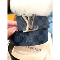 在飛比找蝦皮購物優惠-正品二手LV Louis Vuitton 皮帶 黑灰棋盤格 