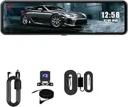 1080P+1080P Car Dvr Mirror Stream Rear View Mirror Dash Camera Dash Cam Dual Car Camera Dashcam Drive Recorder IPS Touch Screen(Dual Len 1080P-6M-BL,128G)