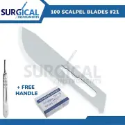 100 Scalpel Blades #21 Surgical Dental ENT Instruments with Free #4 BP Handle