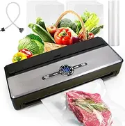 Automatic Vacuum Sealer Machine for Food | 9-IN-1 with Cutter, Bag Storage, Moist & Dry & Liquid & Soft, External VAC for Jars and Containers | 85kPa with Starter Kits -1*Bag Roll&10*Bags