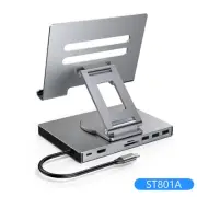 Ipad Stand USB C Hub 4K 60HZ HD Type-C 100W PD SD/TF Slot Reader USB 3.0 5Gbps 9