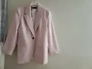 Zara Straight-cut Blazer Pink/blush Sz XL NWT