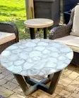 White Agate Table Top, Round coffee & Sofa Side Table Top, Handmade Interior Art
