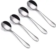 VANRA 4-Piece Children Spoons Round Stainless Steel Kids Dinner Spoons Child Silver Cutlery Set 5.8-inch (4 Round Spoons)