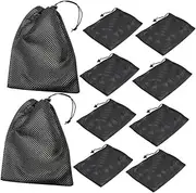 FOYTOKI 10pcs Beam Storage Bag Mesh Bag Mesh Pouches Ball Bags Mesh Shoes Storage Bag Mesh Net Bag Mesh Gym Bag Gym Drawstring Bags Net Bags Drawstring Organization Bags Polyester Black