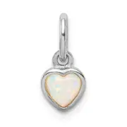 Sterling Silver Rhodium Plated Lab Created Opal Heart Pendant