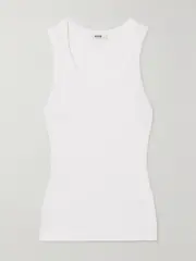 [AGOLDE] AGOLDE - Poppy Ribbed Stretch Organic Cotton And Lyocell-blend Jersey Tank - White - small small White