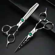 XUANFENG VG10 Steel Emerald Screw Silver Hair Scissors Barber Cutting Scissors a