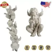 Life's Mysteries 15" Cherub Statue in Antique Stone - Perfect Outdoor Decor