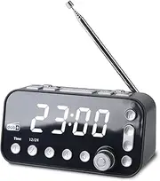 Radio with Clock, FM/DAB+/DAB Radio Alarm Clock with 5 Inch Large Screen, 1 Inch White Numbers Display, Double Alarm Function, Dimmer, Sleep Timer and Snooze Function, Standard (Black)