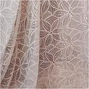 White Mesh Embroidery Pin Bead Sequins Flower Cloth Fabric Wedding Dress Fabric Accessories 1 Yard