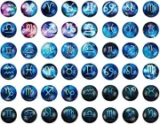 Glass Cabochons 12mm Round Flat Back Flatbacks Domed Zodiac Constellations 96pcs