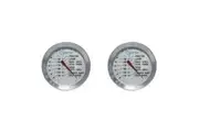 2x Cuisena Round Analogue Stainless Steel Glass Meat Thermometer Cooking Silver