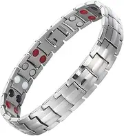 Dick Wicks Magnetic Health Wellness Band Therapy Bracelet, Titanium with 4 Elements