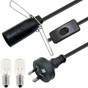 Salt Lamp Cord with 2 Free E14 Bulbs, Salt Lamp Power Cord Original Replacement with ON/Off Switch and Metal Clip, for All Himalayan Crystal Salt Rock Lamp - 1.8m Cable 240V SAA Standard