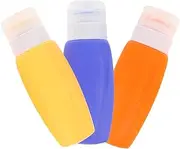Healeved 3pcs Travel Silicone Bottles Refillable Containers for Shampoo Lotion Toiletries with Storage Bag Leakproof and Durable for Outdoor Travel