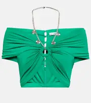 [Rabanne] Rabanne Cutout jersey top AU 10 green