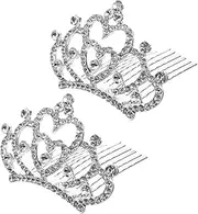 WRITWAA 2pcs Mini Rhinestone Tiara Comb for Sparkling Crown Hair Accessories for Dance Performances Everyday Use Safe Gentle Scalp for Young Princesses