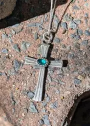 Chrome Diopside Upcycled Teaspoon Cross Sterling Silver Artisan Necklace .A20e