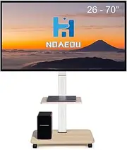Movable TV Stand with Wheels,TV Table,Mobile TV Floor Stand,Suitable 26-70 Inch Screen TV Stands,Swivel & Height Adjustable,for Family Living Room Bedroom Meeting (White)