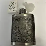 Thailand Oriental Pewter Flask 4” New with Tag & Funnel