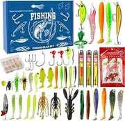 Fishing Bait Kit | Fishing Soft Lures Set | Fishing Lures Tackle Kit Fishing Hooks Accessories Kit for Starter Freshwater Fishing