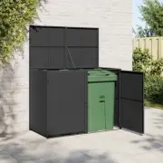 Double Wheelie Bin Shed Poly Rattan Black