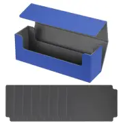 Card Storage Box for Trading Card, 400 + with 6 Divider Fit, Blue/Grey