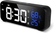 AMIR Digital Alarm Clock, Newest Mirror LED Clock with Voice Control, 5 Adjustable Brightness, 12/24H, Dual Alarms, Snooze, Temperature Display, Type-C Charging Port for Bedroom, Office
