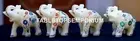 2.5" Multi Precious Inlay 4 Pcs Marble White Stone Elephant Occasion Gift H1968