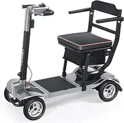 TopMate ES40 Mobility Scooters for Adults Lightweight Collapsible Airline Approved, Foldable Electric Powered Scooter for Seniors with Removable Battery, LED Headlights & Storage Bag - Silver Black
