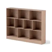 Costway 3-Tier Bookshelf 10-Cube Open Storage Wooden Display Shelf - Natural