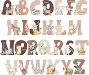 Hoteam Animal Alphabet Wall Decals Boho ABC Stickers Large Wall Letters Decor for 26 English ABC Wall Stickers for Kids Featuring Cute Watercolor Animals Wall Peel and Stick for Kids Nursery Classroom