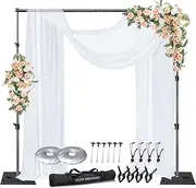 SLOW DOLPHIN Pipe and Drape Photography Backdrop Stand Kit Adjustable Photo Background Stand 10ft x 10ft with Metal Base for Parties Weddings Birthday Party Events Photo Booth