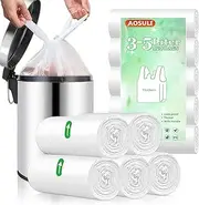 AOSULI Small Bin Liners 3L-5Liter with Tie Handles Bathroom Bin Bags, Mini Pedal Trash Bags,120 Clear and White Liners…